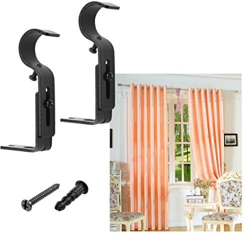 Kare & Kind Adjustable Brackets for Curtain Rods - Black - Set of 3 - Extendable Mounts - Use to Hold 1 Inch Rods for Light to Heavy Curtains, Fabrics, Draperies, Tapestries - Rust Proof Wall Mount