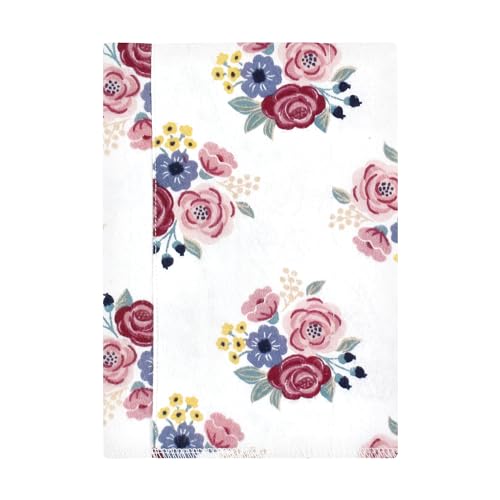 Image of Hudson Baby Unisex Baby Cotton Poly Flannel Burp Cloths, Blush Navy Floral 4-Pack, One Size