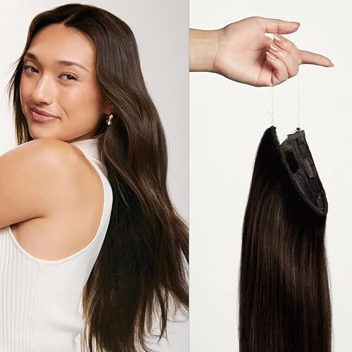 Luxy Halo Clip-In Hair Extensions Dimensional Rooted Espresso Brown (D543N)