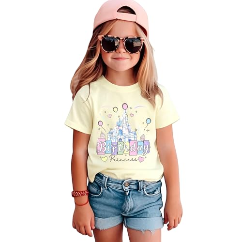 Image of Birthday Girl Shirt Kids Birthday Princess T-Shirt Toddler Girls Birthday Party Tee Cute Birthday Family Tee Tops