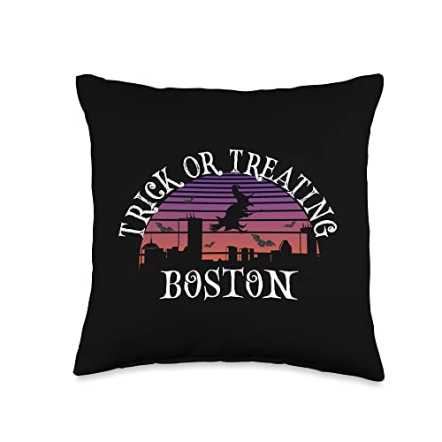 Trick or Treating Boston Massachusetts - Spooky Halloween Throw Pillow