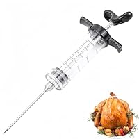Heanvmyss Fleischspritze 30ml,Marinadenspritze mit 1 Edelstahl Nadeln,Gewürzspritze,Pökelspritze,Bratenspritze für BBQ,Fleisch,Gebäck,Rind,Huhn(Schwarz)