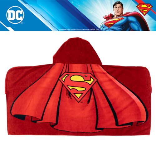 Image of Franco Superman DC Comics Cape Kids Super Soft Bath /Pool /Beach Soft Cotton Terry Hooded Towel Wrap, 24 in x 50 in, (Officially Licensed Product)