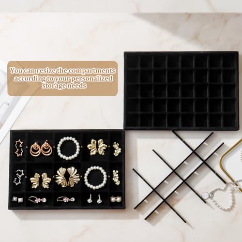 Image of Large Velvet Jewelry Tray Display Drawer Inserts 2 Pack
