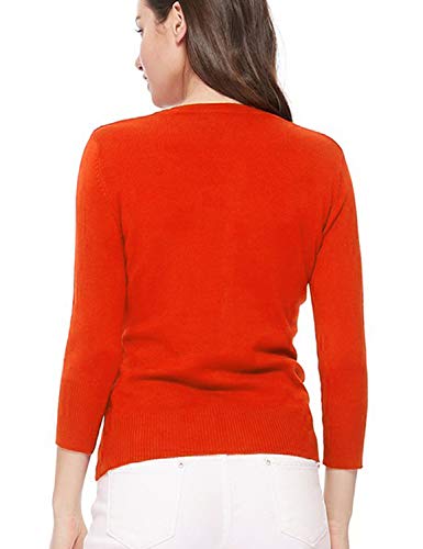 Image of Women's 3 /4 Sleeve Crew Neck Button Down Stretch Knit Cardigan Sweater (S-3XL)