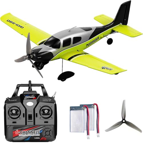 Image of FLYCOLOR QIDI 580 5-Channel Off-Road Aircraft 3D RC Plane One-Key Hanging Stunt Fixed Wing with Wind Resistant Flight Control for Beginner and Experienced Ready to Fly(Green)