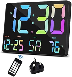 Digital Clock Large Display,11.5"Digital Wall Alarm Clock with Remote Control,LED Oversized Electric Clock with Date,12/24H,Adjustable Brightness Large Clock for Home Office Kitchen School