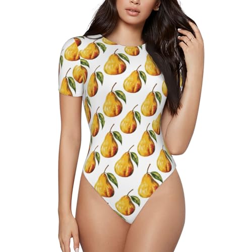 Buewutiry Cute Pear Sweet Womens One-Piece Tummy Control Bikini Swimsuits Bathing Suit for Women