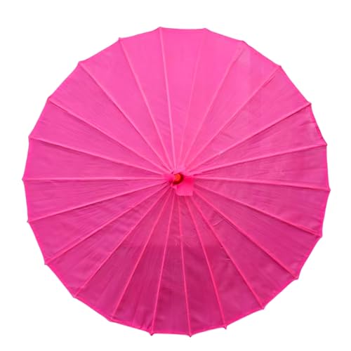 Odot Satin de Couleur Unie Parapluie Chinois, Parapluie Papier Japonais, Parasol Oriental Fait à la Main, Parasol Papier Huilé Rétro pour Photographie, Fête, Décoration (Rose foncé,Diamètre 82 cm)