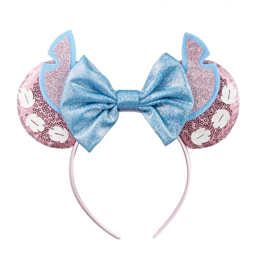 Opzzqz Mouse Ear Headbands for Women Giltter Bow Headband for Girls Birthday Party Decorations