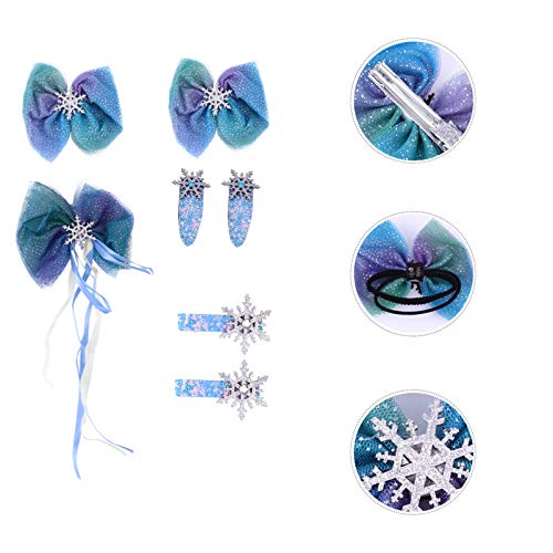 Aboofan 7 peças de cabelo infantil de Natal com laço grande para meninas, laço de cabelo congelado,