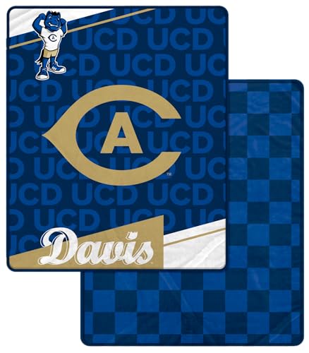 Proformance Home NCAA UC Davis Aggies Diagonal Ghost Checker Double Sided Ultra Cozy Blanket