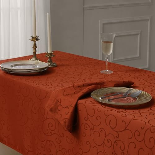Romanstile tovaglia autunnale antimacchia 140x240 cm arancione 10-12 posti tovaglie rettangolare per tovaglia jacquard Impermeabile decorativa per feste di compleanno, cucina, sala da pranzo,halloween - immagine 6