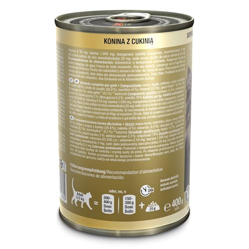 LEONARDO Katzen Nassfutter Superior Selection, Pferd mit Zucchini, 6x400g Dose, für ausgewachsene Katzen, getreidefrei, ohne Zucker, Made in Germany