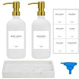 Langley 2 Pack Glass Soap Dispenser with Pump and Marble Tray Vintage Soap Dispenser Bathroom & Kitc