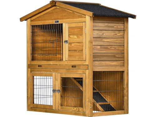 Clapier poulailler en Bois Noisette - 102 x 55 x 100 cm - Marron