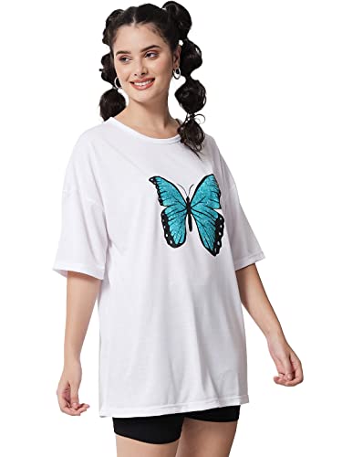 Image of KOTTY Women's Oversized T-Shirts | Cotton Blend||Stylish Prints & Solids||Long Length||Loose fit