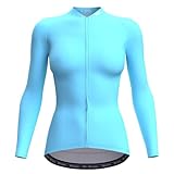 Wulibke Women's Cycling Jersey Top, Cycling Women's Shirt, Breathable and Quick Drying Cycling Jersey with 3 Pockets Blue