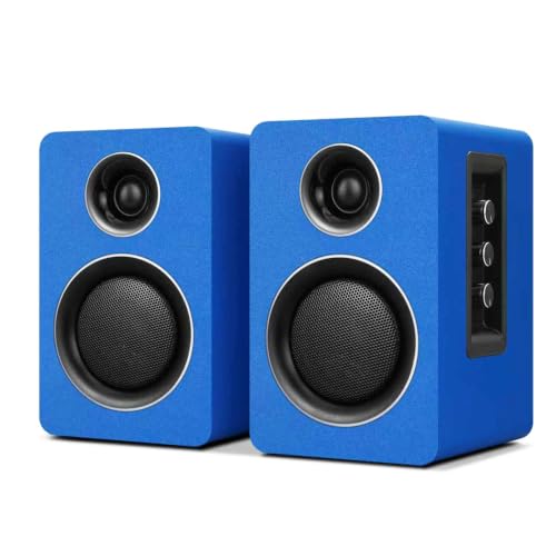Image of Computer Speakers, Bluetooth 5.3, USB-C, AUX /RCA, 3.5-Inch Woofer, Blue