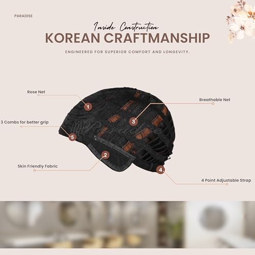 Image of Paradise Hair Wig for Women Long Brown With Burgundy Highlights Wig for Women 28'' Long Straight Brown Hair Wig Natural Cute Wigs for Daily Party Halloween (Includes 2 Wig Cap And 1 Carry Pouch) (Dark Brown)