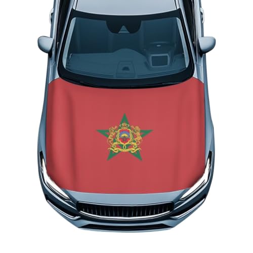 Image of Morocco Car Hood Cover Slip-On Washable Elastic Weatherproof Fabric Elastic Band Fixation Fits Most Cars