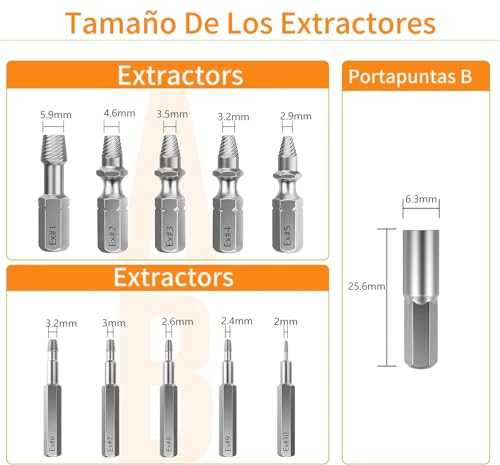 Dados para sacar tornillos barridos 8 dados para sacar tornillos barridos marca Libara (2)