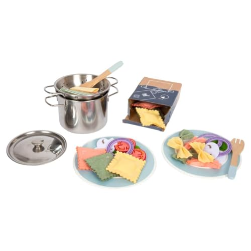 small foot Pasta-Koch-Set "fresh" fĂĽr die KinderkĂĽche, inkl. Kochtopf, Sieb, Geschirr und Nudeln, ab 3 Jahren, 12292