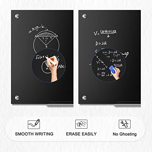 Amusight Glass Dry Erase Board, Magnetic Glass Board, 48'' X 36'' Large Frameless Glass Board For Wall With Pen Tray, Black #TOP1