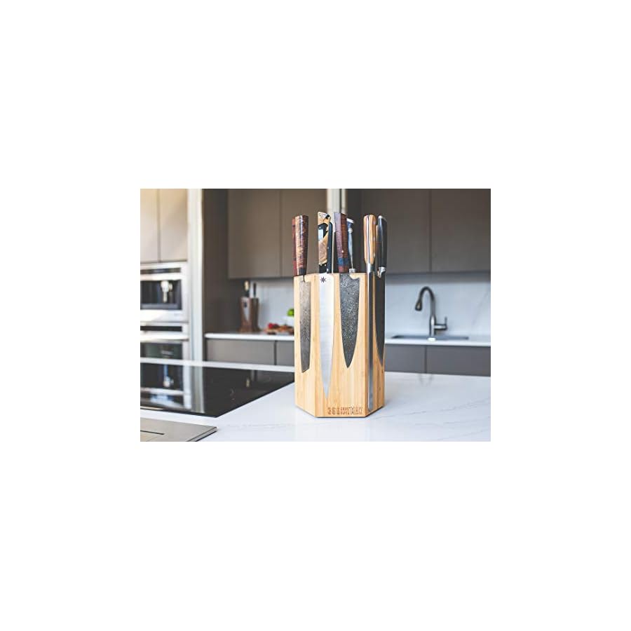 360KB-MAX--magnetic-rotating-knife-block-wtop-slots-capaciy-for-20-knives-largest-in-the-360-Knife-Block--family-Honey-Bamboo 360KB MAX ™ - magnetic rotating knife block - w/top slots, capaciy for 20+ knives - largest in the 360 Knife Block ® family. (Honey Bamboo)