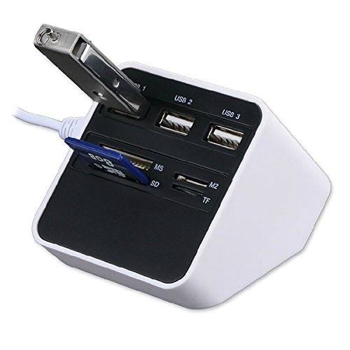 Geekdigg High Speed All-in-1 USB 2.0 Card Reader USB Hub 3USB+MS/SD/M2/TF Card Reader 7 Slots USB Combo (USB 2.0)