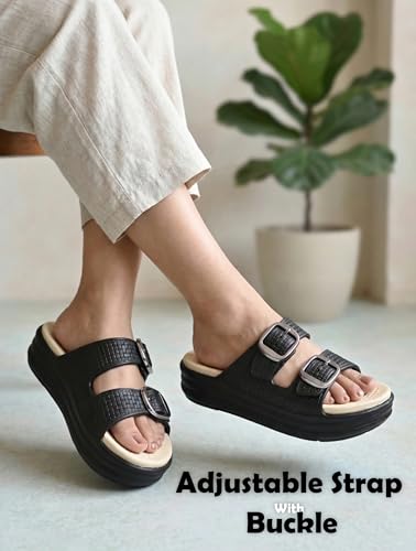 Image of SUPER SOFT Comfortable with Adjustable Strap Flip-Flops Women's & Girl's Cushioned |Waterproof Anti Skid & Lightweight OUT Door & IN Door Slipper INDIGO11
