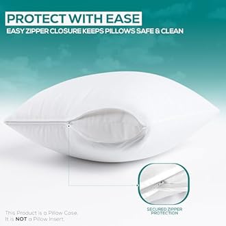 Utopia Bedding 6 Pack Waterproof Pillow Protectors with Zipper King Size (White), Bed Bug and Dust Mite Proof Pillow case Covers, Moisture Wicking Pillow Encasements 20 x 38 Inches