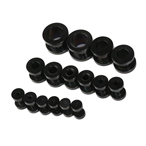 Lurrose 16 peças/conjunto de alargadores de orelha de aço inoxidável preto, alargador de orelha inte