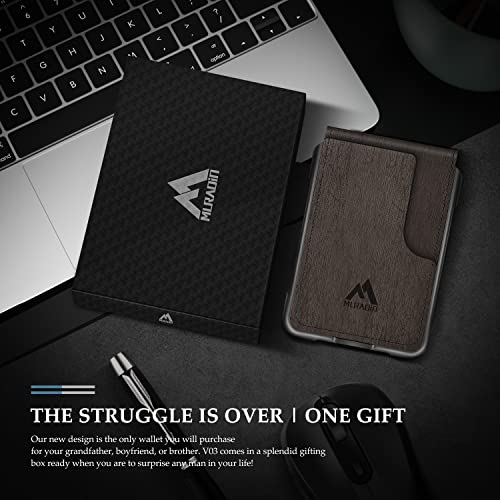 MURADIN Mens Wallet Tactical Bifold Wallets for Men Metal RFID Blocking Aluminum Money Cards Holder Gifts for Men