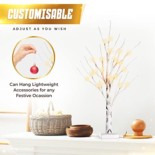 Christmas Tree With Lights - Mini Birch Led Twig Tree Ornament With Warm White Led Lights, Battery Operated Table Top Decoration For Christmas, Home And Weddings (1, Warm White) #TOP4
