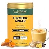 VAHDAM Golden Milk en Polvo – Mezcla de Cúrcuma y Jengibre (100g, 40 Tazas) | Bebida Sin Cafeína con Ingredientes 100% Naturales | Preparación Caliente o Fría
