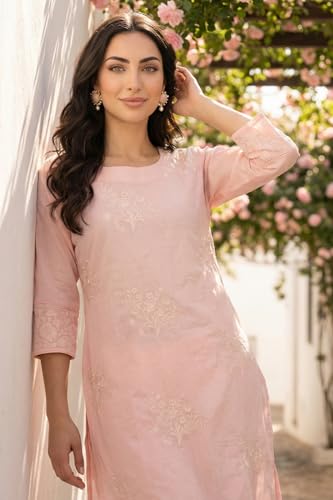 Kurta droite anti-chaleur Chanderi broderie confortable