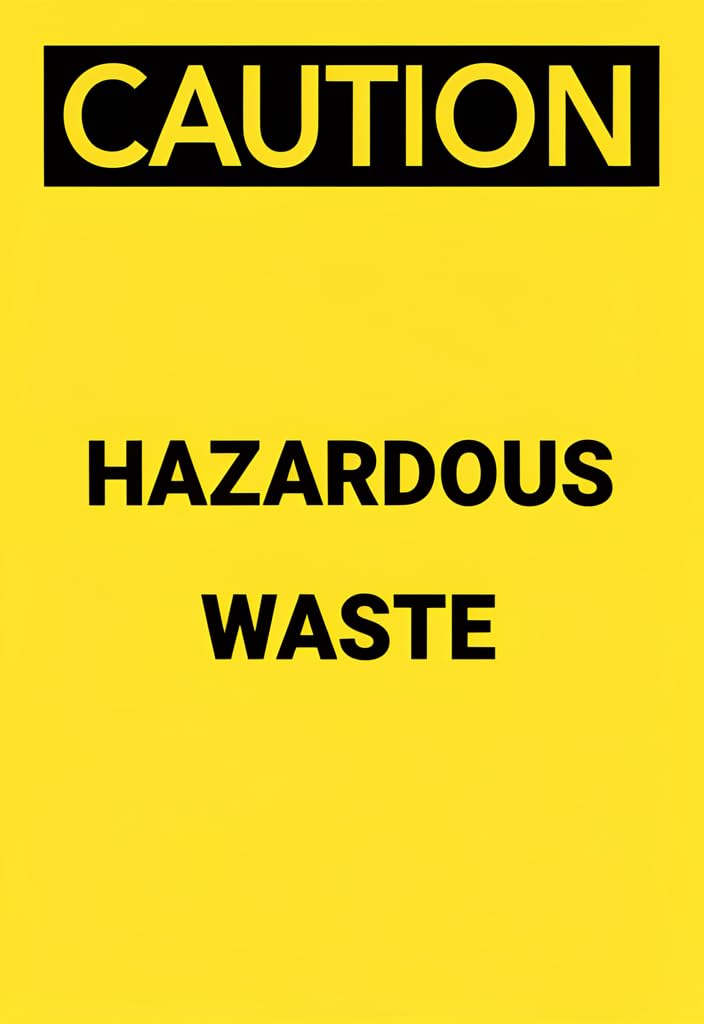 peiyeety CAUTION Hazardous Waste Tin Sign 12x8 Inch, Yellow & Black Metal Warning Plaque, High-Visibility Safety Notice for Garage, Workshop, Warehouse, Lab, Home Decor Gift