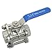 DAN SPEED NPT 3-Piece Stainless Steel SS304 Ball Valve, Industrial Grade, Blue Handle (3/4 inch)
