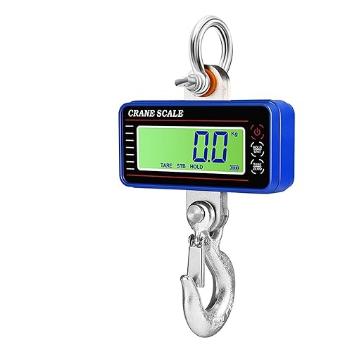 SGeneE Portable Digital Crane Scale 1500Kg/1000Kg/500Kg Digital Hanging Scale with 65ft Remote Control Crane Scale Portable Heavy Duty Scale Industrial Hook Scales (LCD 1000KG Blue 1)