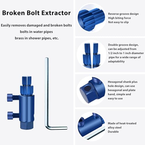 Image of New Pipe Extractor Tool Pipe Nipple Extractor Set Pipe Remover Kit Broken Pipe Thread Remover Fits 1 /2 inch to 1 inch Pipe Capacity Great Diy Gift for Men (Blue)