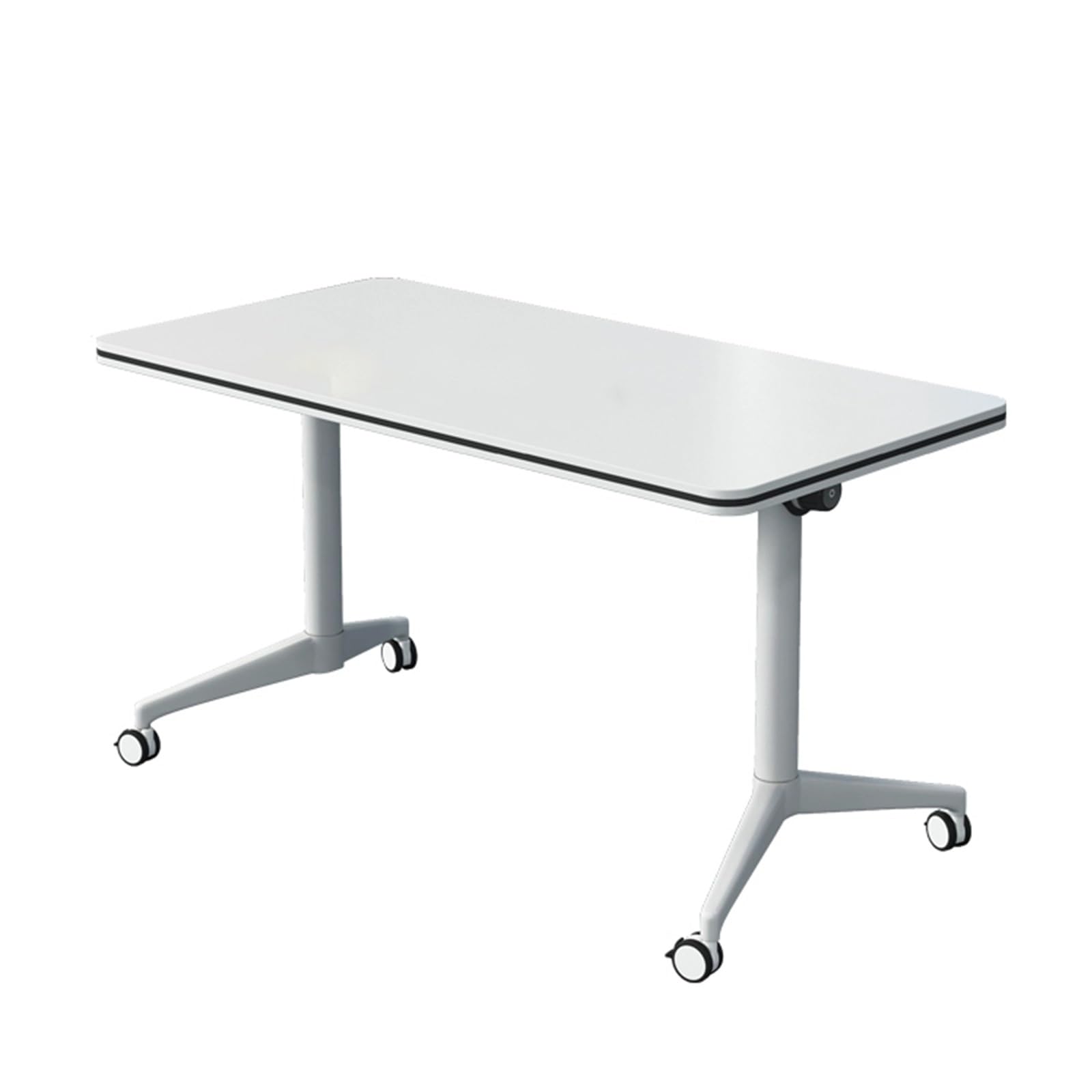 Klappbarer Konferenztisch mit Rollen, 120 x 60 x 75 cm, tragbarer Büro-Trainingstisch, ideal für Konferenzräume und Klassenzimmer, 1 Stück, Weiß
