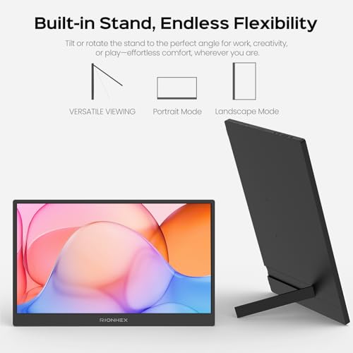 Image of Portable Monitor, 15.6 inch 1080P USB-C HDMI Travel Monitor Built-in Stand VESA, External Screen for Laptop, PC, Mac, PS, Xbox, Swich IPS HDR Ultra-Thin