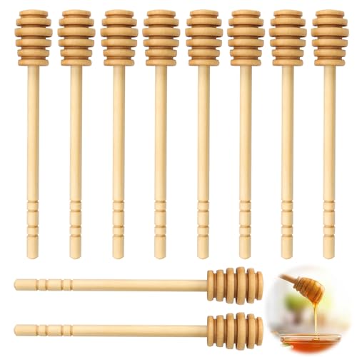 FINELYCR 10 Stück Honiglöffel Holz, 16 cm Honiglöffel aus Holz, Honig Löffel, Honey Spoon, Sicher und Geruchlos, für Hochzeiten, Geburtstage,...