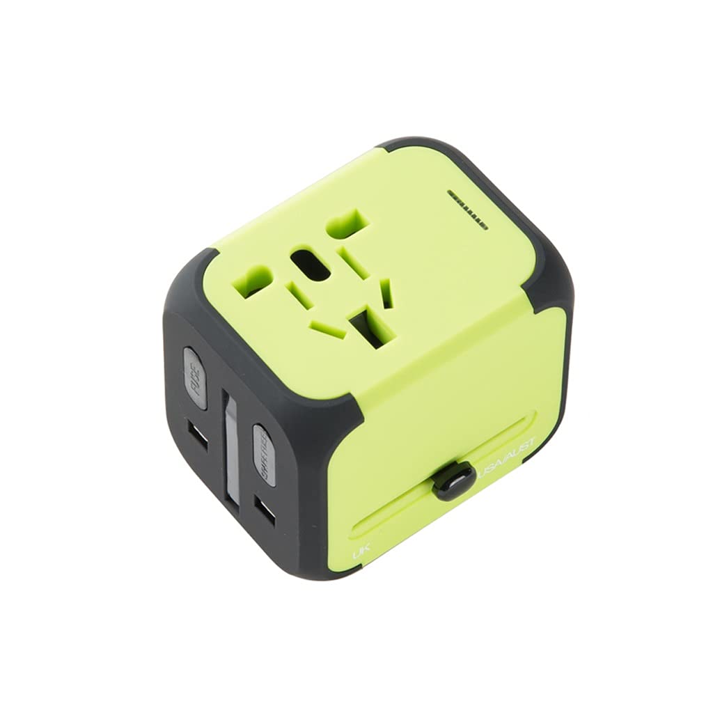 Presa Internazionale di conversione Internazionale di Viaggio Portatile, Adattatore Internazionale for Viaggi, Adattatore di Viaggio con 2 USB Caricabatterie (Color : Green)