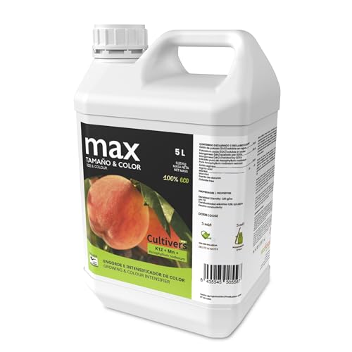 CULTIVERS Abono Engorde de 5 L. Fertilizante Estimulante para Mejorar la Calidad del Fruto Libre de hormonas sintéticas. Cuajado del Fruto, el Engorde, la Coloración y la Maduración de los Frutos