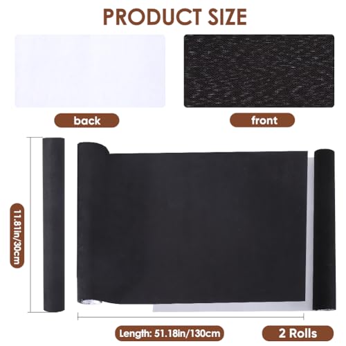 CRASPIRE 2 Rolls 130 x 30cm Linen Book Cloth Black for Book Binding A4-A8 Fabric Surface Paper Backed Bookcover Books Album Scrapbooking Archival DIY Covering Protector Bookcloth Bookbinding Supplies - Image 2