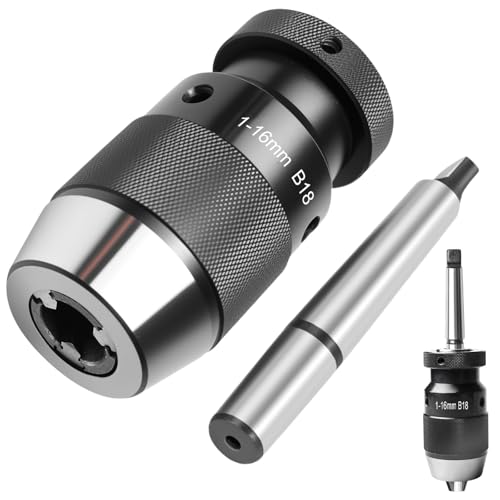 Schnellspannbohrfutter B18 (1-16 mm) mit MK2/MT2 Kegeldorn, Mini Bohrfutter Präzisionsbohrfutter MK2/MT2 Austreiblappen für Drehmaschine, Bohrmaschine, Drehbank