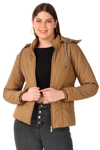 Image of Brazo Girls and Women's Puffer Regular Fit Bomber Jacket For Winter Wear | Hooded Neck | Full Sleeve | Zipper | Casual Jacket For Woman & Girl | Western Stylish Jacket For Women