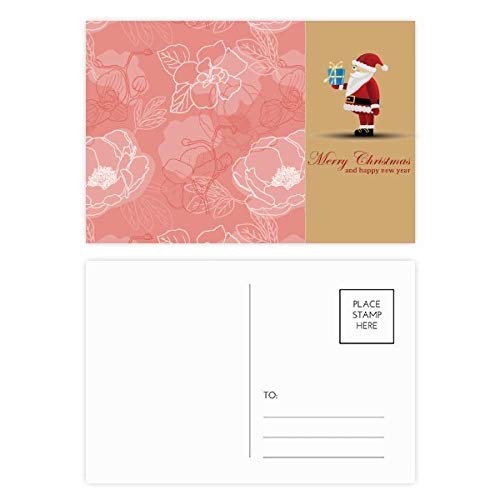 Cartes postales pivoines et Père Noël pour vos vœux festifs - Lot de 20